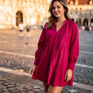 Eloquii Fuchsia Long Sleeve Dress